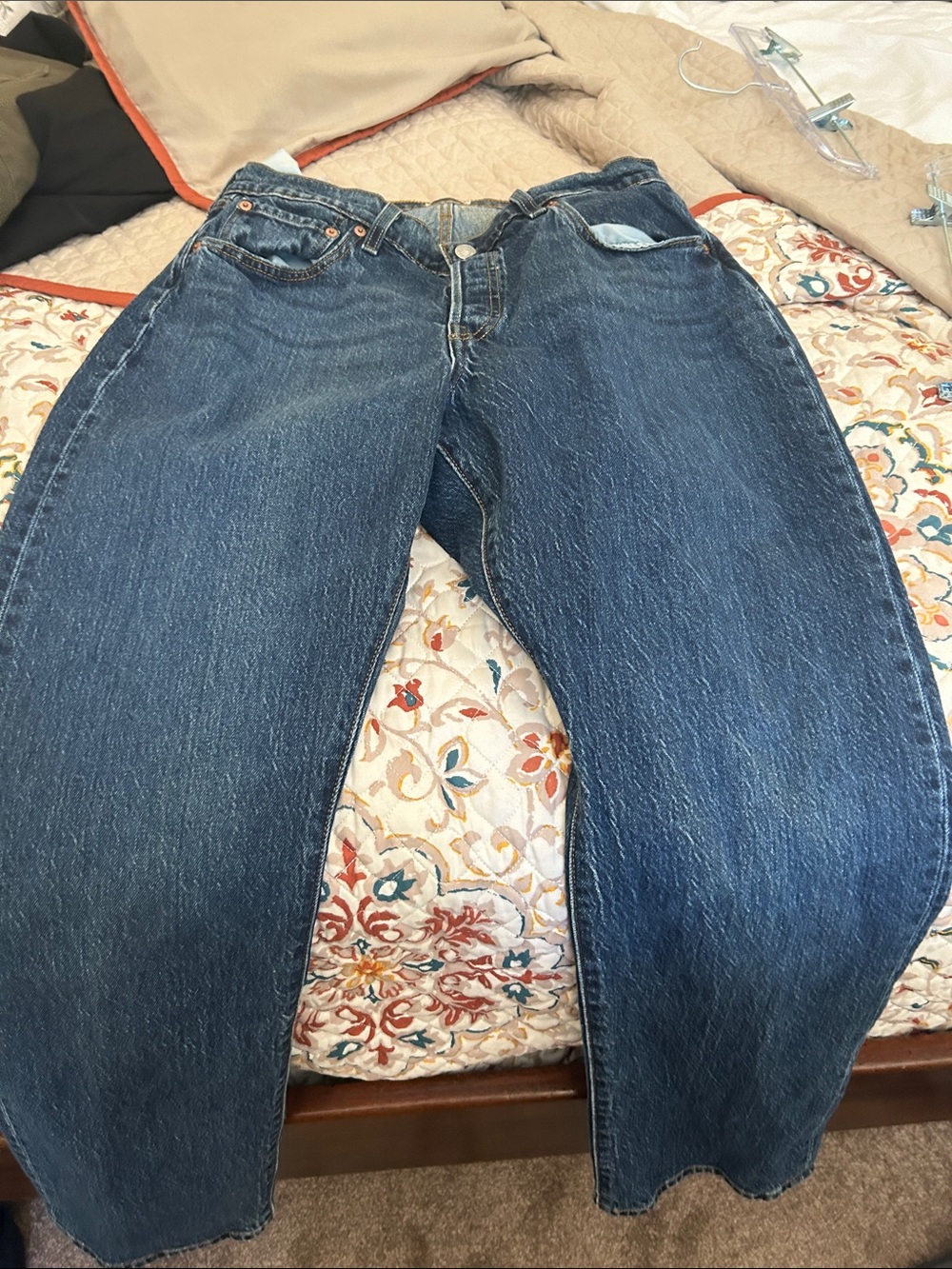 Levi's 501 Curve Women's Boyfriend Jeans in Dark Blue Wash